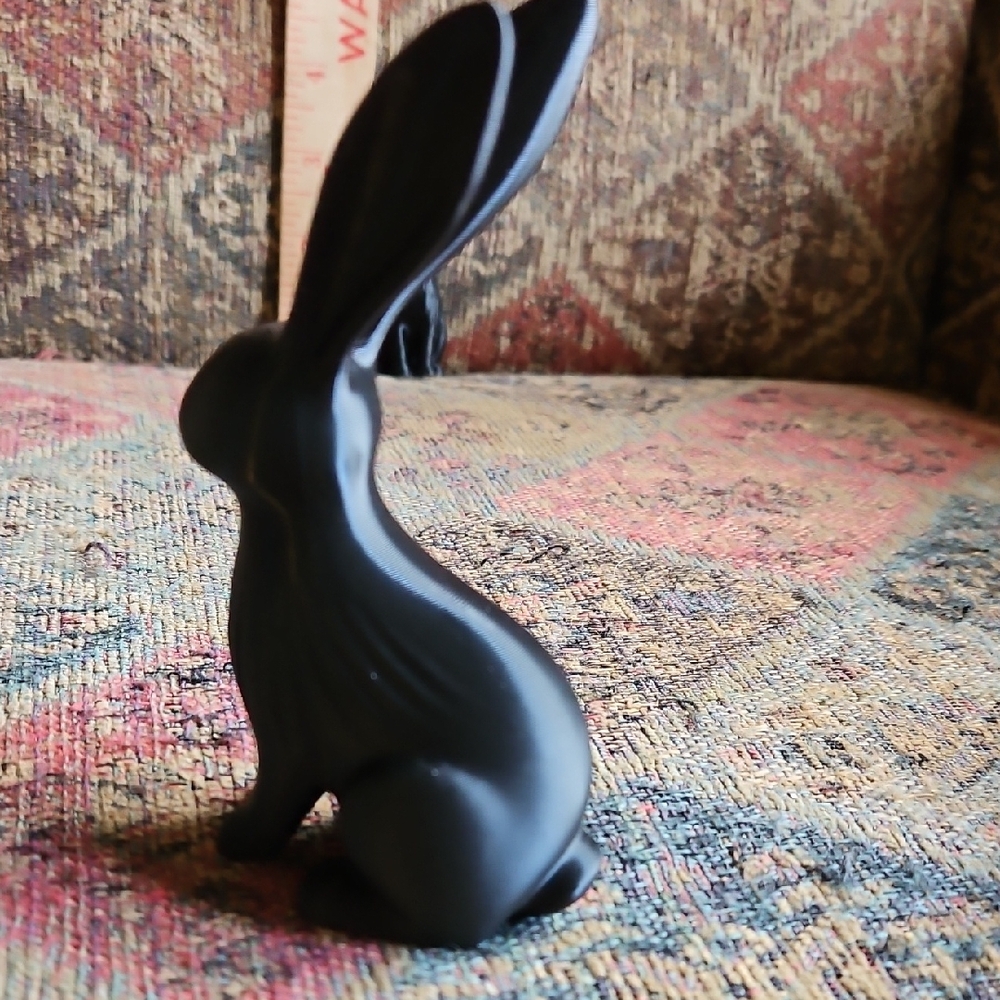 Black Decorative Rabbit Sculptures - Set of 2 - Picture 4 of 4
